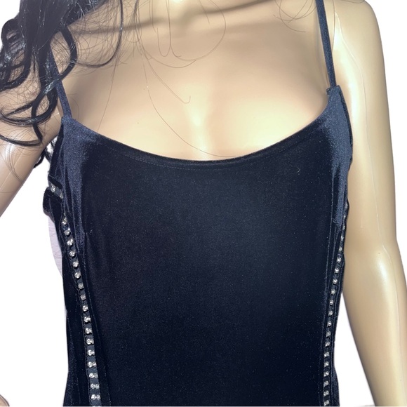 Tower vintage 80s 90s velvet dress with rhinestones and two slits sz XL stretchy - Picture 3 of 7